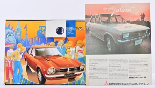COLT/LANCER: Two individual sales brochures. 1970's MITSUBISHI (AUSTRALIA) PTY LTD Colt Galant & Chrysler Australia 'Lancer' brochure