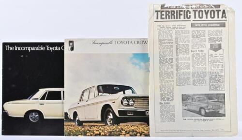 TOYOTA: Three 1960's Toyota Crown sales items. TOYOTA CROWN 'CUSTOM 6' sales brochure
