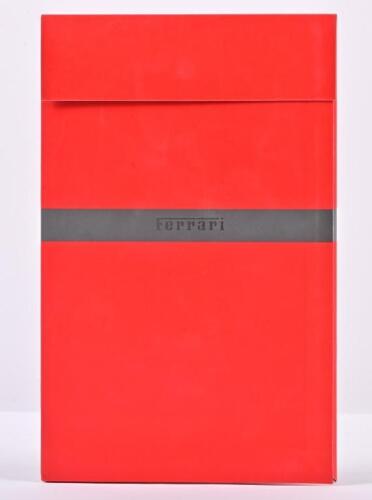 FERRARI: A 2005 'INTERNATIONALE AUTOMOBIL-AUSSTELLUNG FRANKFURT 2005' folio of Ferrari model data cards. 612 SCAGLIETTI', 'SUPERAMERICA', 'F430', 'F430 Challenge' models