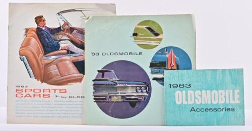 OLDSMOBILE: Three 1963 Oldsmobile sales brochures. '1963 SPORTS CARS by OLDSMOBILE' brochure & Accessories Booklet