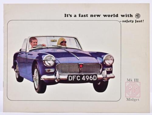 MG: An original and superb 1967 Mk III MG Midget sales brochure - 'It's a fast new world with MG - safety first'