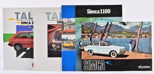 SIMCA: A collection of five Simca related sales brochures. 1975 'Simca '75' colour model range brochure & 1950's SIMCA 'elysee' brochures