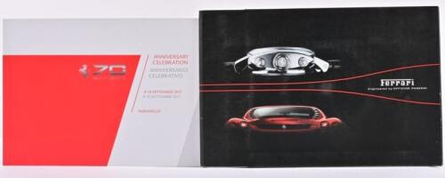 FERRARI: Two Ferrari items. 70th Anniversary Celebration soft cover book/brochure & black folder with official Ferrari watch details
