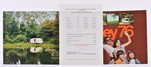 CARAVAN: Two caravan sales brochures. 1976 'Bailey 76' brochure