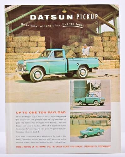 DATSUN: A Nissan Motor Corp. in U.S.A DATSUN PICKUP sales brochure. Circa 1960's