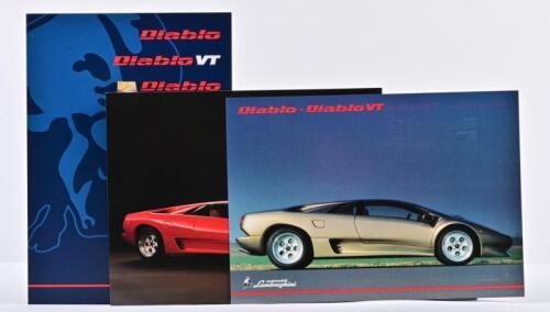 LAMBORGHINI: Three quality Lamborghini Diablo sales brochures. 'Diablo, Diablo VT, Diablo Roadster, Diablo SV' colour sales brochure by Automobili Lamborghini