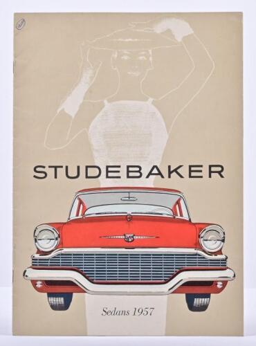 STUDEBAKER: A 1957 'STUDEBAKER Sedans 1957' colour lithographed model range sales brochure. President, Commander, Champion details
