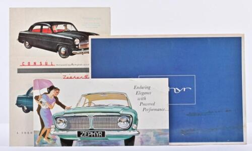 ZEPHYR: Three 1950's/1960's Ford Zephyr sales brochures. 1962 'ZEPHYR' (the Zephyr 6) brochure