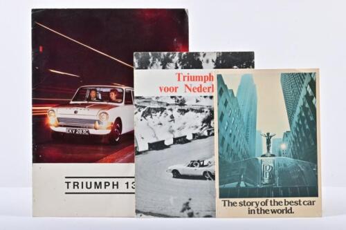 ENGLISH CARS: A small group of English car sales literature items. Rolls-Royce & Triumph items. International text