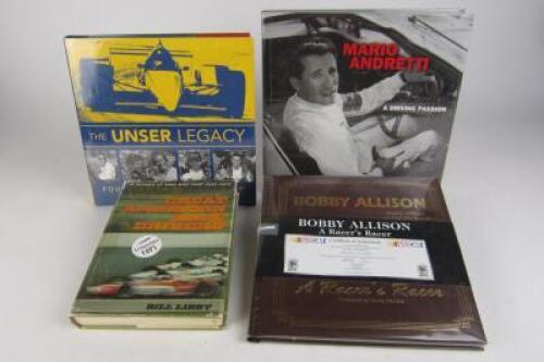 AMERICAN RACING: Four books on American racing and drivers (Limited Edition and signed by Andretti, Allison)