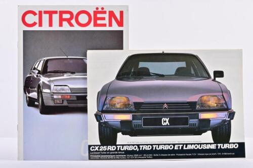 CITROEN: Two 1980's Citroen CX sales brochures. 1984 & 1988 model range brochures. French text