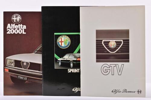 ALFA ROMEO: Three original Alfa Romeo sales brochures. Alfetta, GTV & Sprint brochures