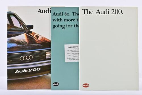 AUDI: Three 1980's Audi sales brochures. Audi 80 & Audi 200 brochures