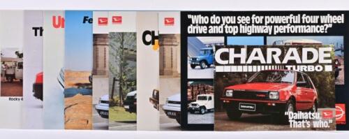 DAIHATSU: A collection of ten Daihatsu colour sales brochures from 1980's/1990's. Applause, Charade Turbo, 4WDS brochures