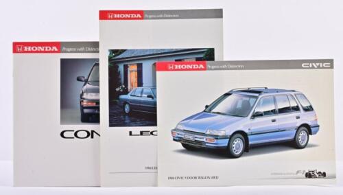 HONDA: Three Honda Australia colour sales brochures from late 1980's. Civic, Concerto, Legend brochures