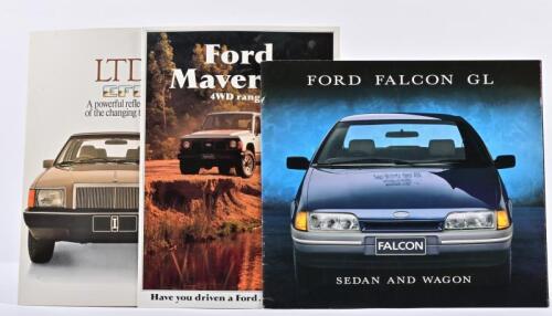 FORD: Three 1980's Ford Motor Company of Australia Limited sales brochures. Falcon, LTD, Maverick brochures