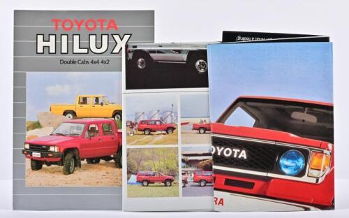 TOYOTA: Three Toyota sales and promotional brochures covering Hilux and Land Cruiser models. Circa 1980's