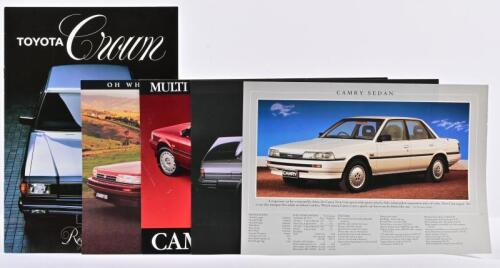 TOYOTA: A collection of five 1980's Toyota sales brochures. Camry, Cressida, Corolla Seca, Crown brochures