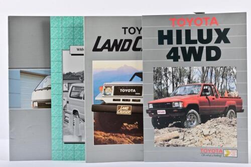 TOYOTA: A group of four Toyota sales brochures. Hilux, Land Cruiser, Hiace brochures