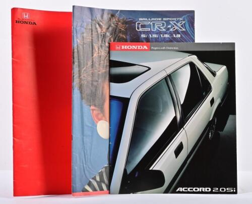 HONDA: Three large format Honda sales brochures. 1987 Honda Australia 'ACCORD 2.0 Si' brochure. Prelude & CRX brochures