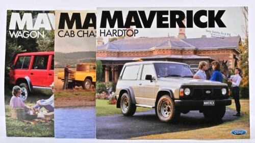 FORD: Three 1988 Ford Motor Company of Australia Limited Ford 'MAVERICK' sales brochures for 'Cab Chassis/Pick-Up', 'Hardtop', 'Wagon' models