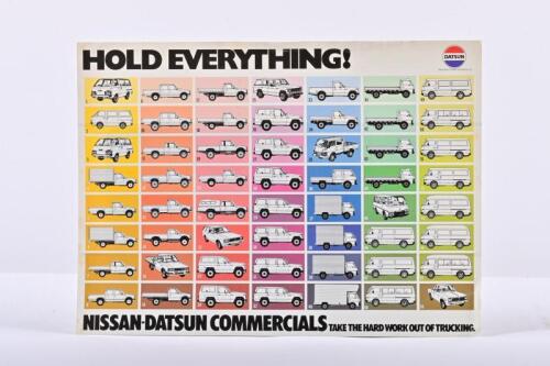NISSAN/DATSUN: An original 'NISSAN-DATSUN COMMERCIALS' single sheet, double sided sales brochure. Circa early 1980's