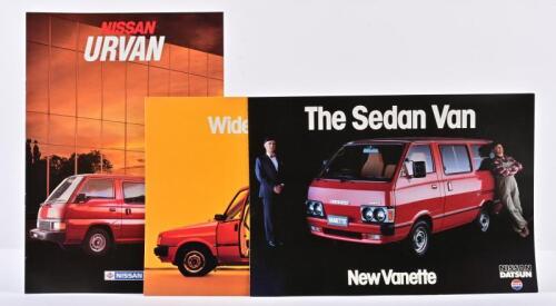 NISSAN: Three 1980's Nissan Motor Company (Australia) Pty. Ltd sales brochures. Prairie, Urvan , Vanette brochures