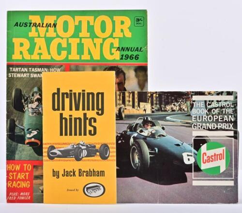 MOTOR RACING: A group of three 1960's motor racing literature items. Castrol booklet, 1966 Australian Motor Racing Annual