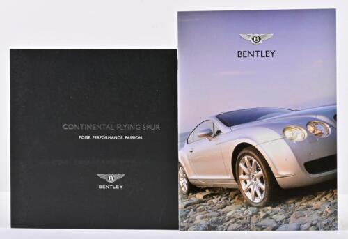 BENTLEY: Two modern Bentley sales brochures including 'BENTLEY' model range information booklet as produced by AUTOCAR, details Bentley history, production techniques, Mulliner coachbuilding, Bentley model information, 35 pages, with 2004 'CONTINENTAL FLY
