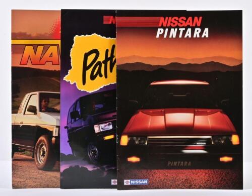 NISSAN: Three Nissan Australia colour sales brochures. Navara, Pathfinder, Pintara brochures