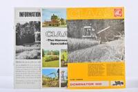 CLAAS: Three Claas literature items. Claas 'DOMINATOR 100' combine sales brochure and information booklet