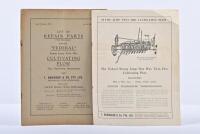 ROBINSON: Two original 1930's T.ROBINSON & Co. Pty. Ltd 'STUMP JACK' cultivating plow literature items. November, 1938 'LIST OF REPAIRS PARTS for the "FEDERAL" Stump Jump Twin Disc CULTIVATING PLOW' with operating instructions & information booklet