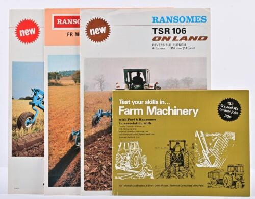 RANSOMES: Four RANSOMES sales brochures and literature. RANSOME plough brochures