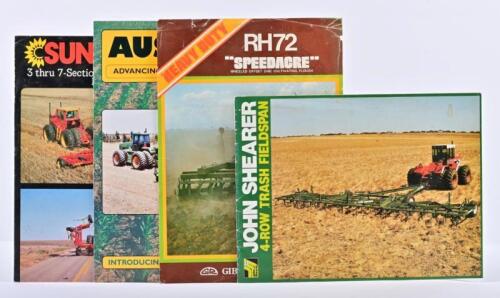 CULTIVATORS/PLOUGHS: A small collection of sales brochures concerned with cultivators, ploughs and seeders. Ausplow, Gibbins-Rawling, John Shearer, Sunflower brochures