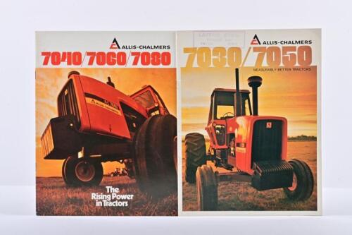 ALLIS-CHALMERS: Two 1970's Allis-Chalmers sales brochures. 1973 Allis-Chalmers 7030/7050 & 1974 Allis-Chalmers 7040/7060/7080 brochures