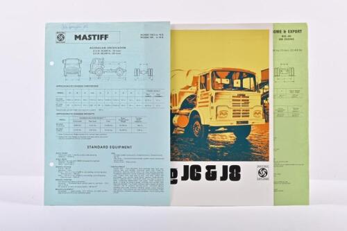 BRITISH LEYLAND: Two British Leyland sales brochures. 1972 'Big J6 & J8' brochure & 'MASTIFF' specification sheet