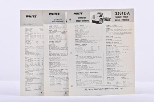 WHITE: Three WHITE truck specification sheets for 2300TD, 2364D, 2364 D A models