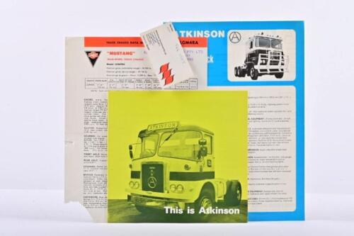 ATKINSON/AEC: Three English commercial sales brochures detailing Atkinson and AEC trucks. SEDDON ATKINSON AUSTRALIA Pty. Ltd. 'ATKINSON T 386 - The BIG Truck for the BIG Country' single sheet, double sided specification sheet