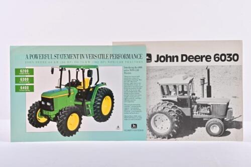 JOHN DEERE: Two John Deere 6000 Series sales brochures from different eras. 'John Deere 6030' black and white sales brochure