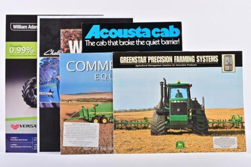 FARMING EQUIPMENT: Six sales brochures detailing various items of farming equipment including commercial hay equipment, precision farming systems, tractors, tractor cabs. Challenger, Deutz Fahr, John Deere brochures