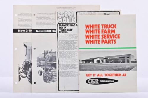 WHITE: Four sales brochures covering various WHITE farming machinery. 'FIELD BOSS' specification and information sheets