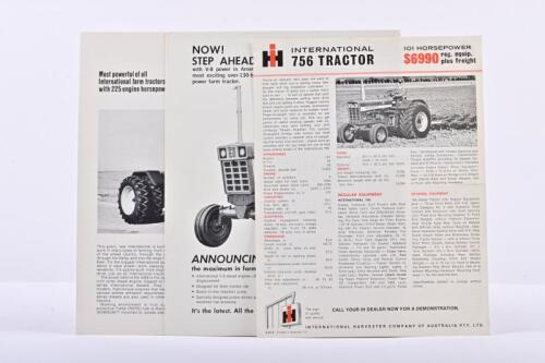 INTERNATIONAL: Three 1970's International TRACTOR sales brochures. INTERNATIONAL HARVESTER COMPANY OF AUSTRALIA PTY.LTD 756 Tractor brochure