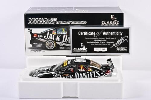 COMMODORE: A limited edition 1:18 scale Classic Carlectables Holden VE Series II Commodore as race by T. Kelly in 2011 Jack Daniels racing, #7, with COA numbered 92/500, in double fitted box
