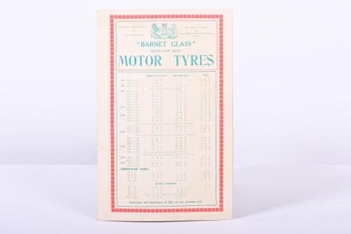 BARNET GLASS: A "BARNET GLASS" Australian Made MOTOR TYRES & Sundries sales brochure