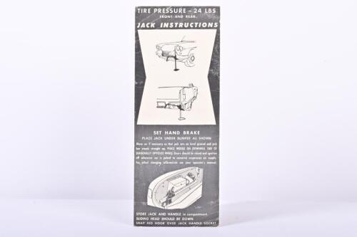 CADILLAC: A cardboard jack instructions information piece