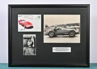 TARUFFI: A framed collage of Piero Taruffi related items. Taruffi signed Italian First Day Envelope & Driver picture