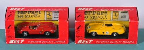 MONZA: Two 1:43 scale MODEL BEST Ferrari Monza models. Ferrari 750 MONZA, "SPA 55" (9049) & Ferrari 860 MONZA, "PROVA 56" (9051)