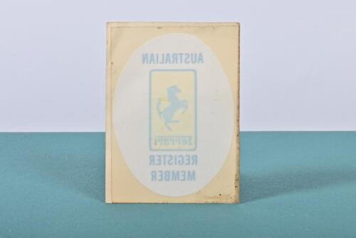 AUSTRALIAN FERRARI REGISTER: An original unused 1980's 'AUSTRALIAN Ferrari REGISTER MEMBER" reverse glass sticker