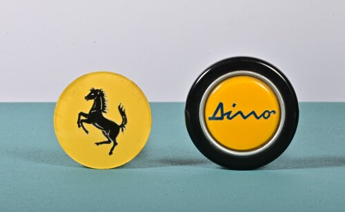 DINO: An original 'Dino' horn push and Ferrari prancing horse wheel cap