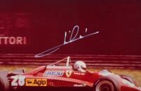 ANDRETTI: A colour image of Mario Andretti racing a Ferrari 126 C2 at the Italian Grand Prix MONZA 1982. Mario Andretti signature - 3